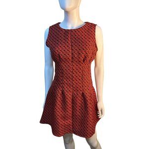 Sans Souci Womens Geometric Red Black Zipper Back Med Auburn Florida Gators EUC